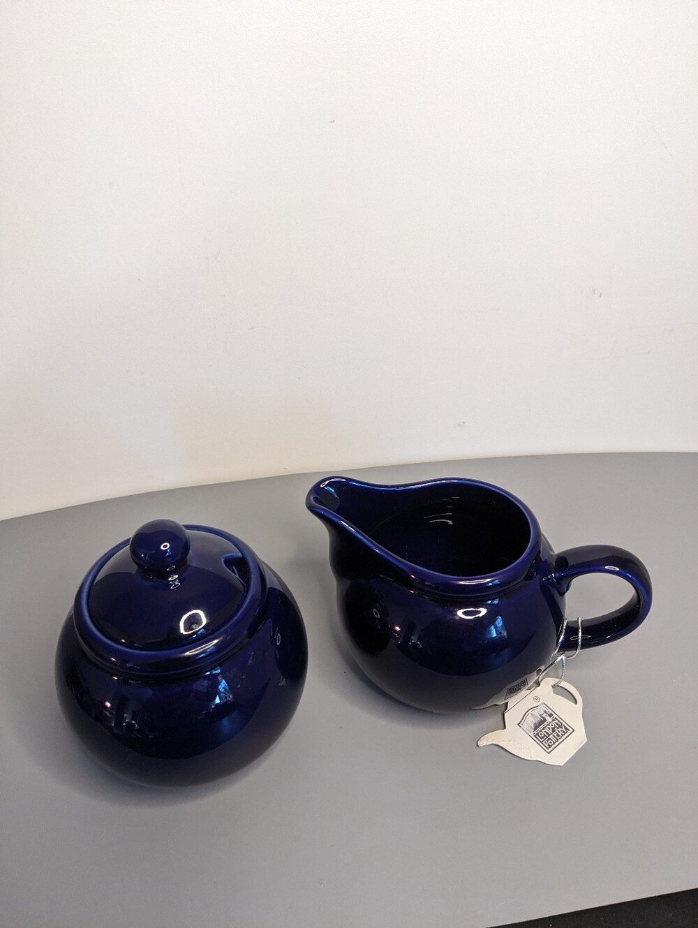London Pottery Cobalt Blue Creamer Sugar Bowl Set Ceramic Kitchen Serveware NWT